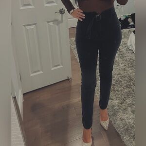 Women's Reformation belted Black Jeans